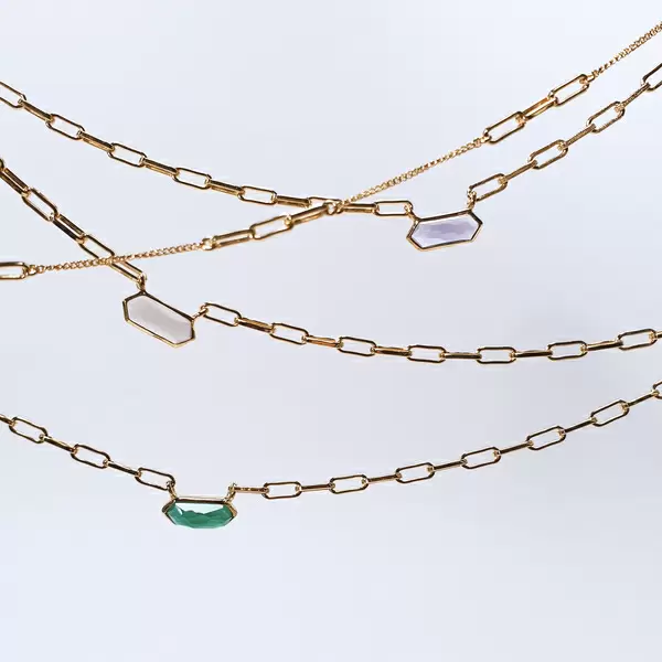 Leaf Jewelry Silber Halskette, CUBE, Grüner Achat, Rosegold Kauf eins, bekomm eins gratis