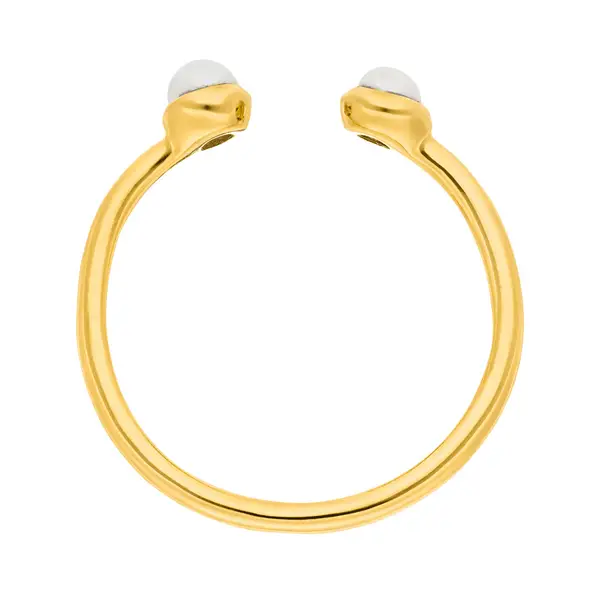 Leaf Jewelry Silber Open Ring, Perle, Gelbgold Wochenangebot