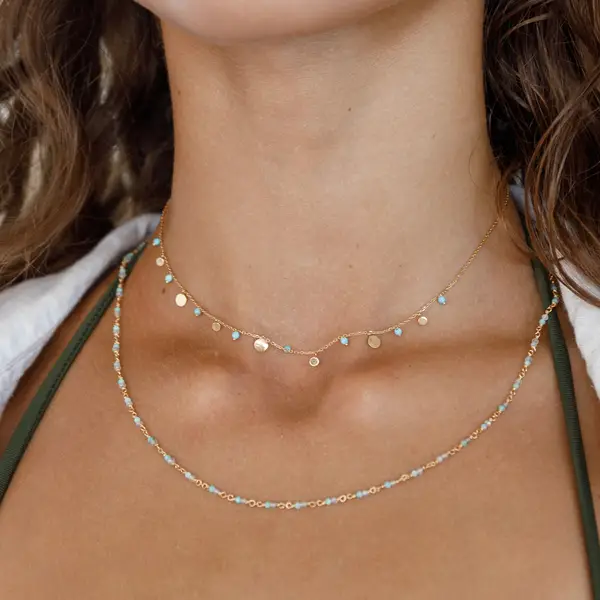 Leaf Jewelry Halskette Amazonit, 18 K Rosegold vergoldet Bis zu 60% Rabatt