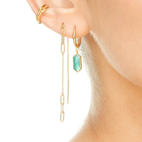 Leaf Jewelry Silber Creole, CUBE, Grüner Achat, Rosegold Vierteljährliche Förderung