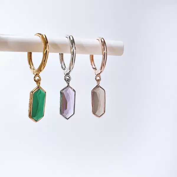 Leaf Jewelry Silber Creole, CUBE, Grüner Achat, Rosegold Vierteljährliche Förderung