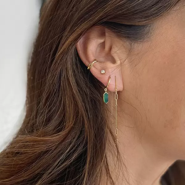 Leaf Jewelry Silber Creole, CUBE, Grüner Achat, Rosegold Vierteljährliche Förderung