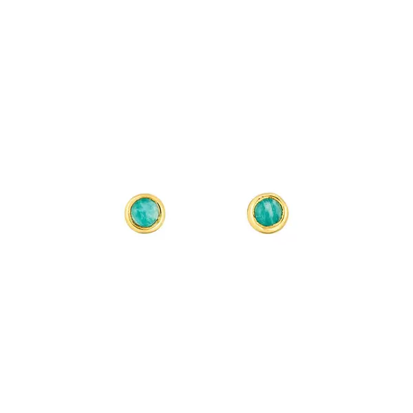 Leaf Jewelry Ohrstecker Pure Amazonit, 3mm, 18 K Gelbgold vergoldet Riesige Rabatte