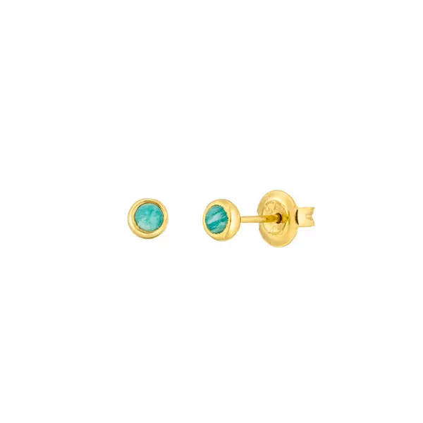 Leaf Jewelry Ohrstecker Pure Amazonit, 3mm, 18 K Gelbgold vergoldet Riesige Rabatte