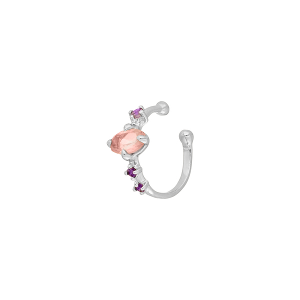 Leaf Jewelry Silber Earcuff Gorgeous Gems, Rosenquarz Clearance-Verkauf
