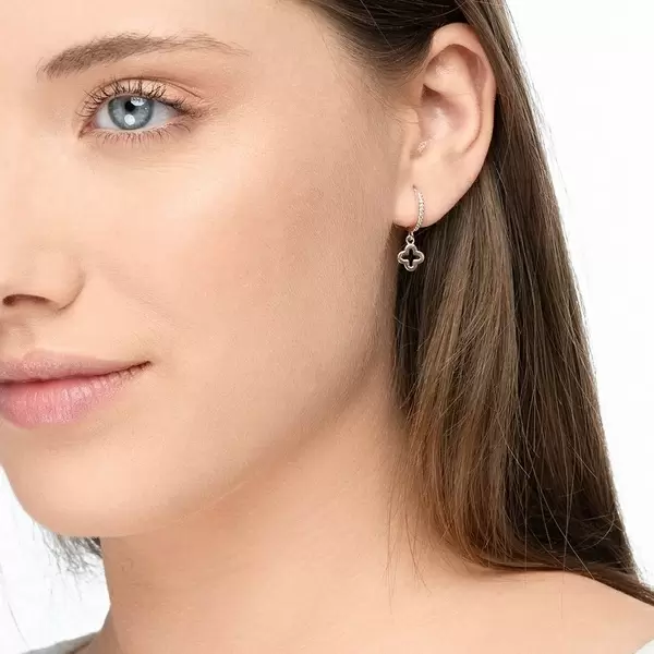 Leaf Jewelry Single Creole CLOVER/Zirkonia, 18 K Rosegold vergoldet Black Friday Preise
