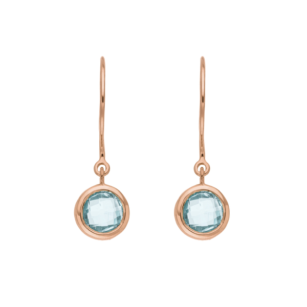 Leaf Jewelry Ohrhänger Solitär, Blauer Topaz, 18 K Rosegold vergoldet zollfrei
