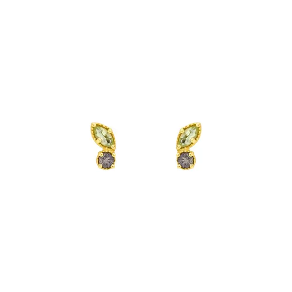 Leaf Jewelry Ohrstecker Two Gems, Peridot, 18 K Gelbgold vergoldet 50% Rabatt für begrenzte Zeit