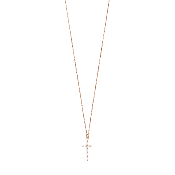 Leaf Jewelry Halskette Kreuz mit Zirkonia, 18 K Rosegold vergoldet Auslauf