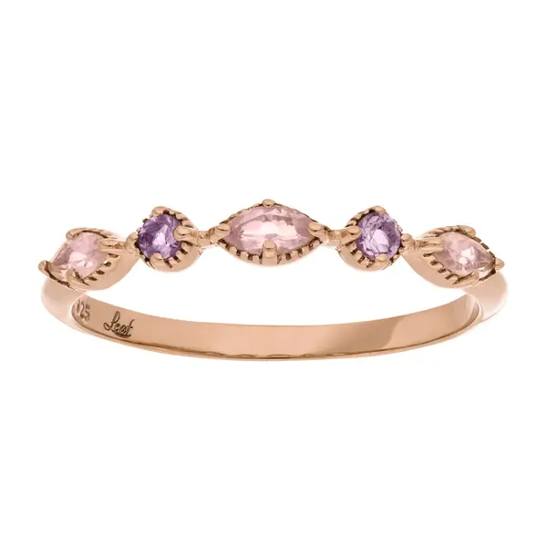 Leaf Jewelry Silber Ring, Oval Gems, Rosenquarz, Rosegold Fabrikverkauf