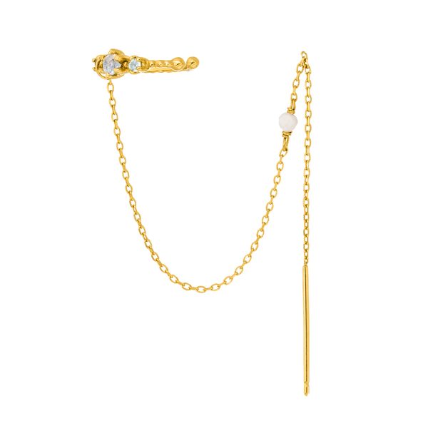 Leaf Jewelry Earcandy, Mondstein/Blauer Topaz, 18 K Gelbgold vergoldet Meist gekauft