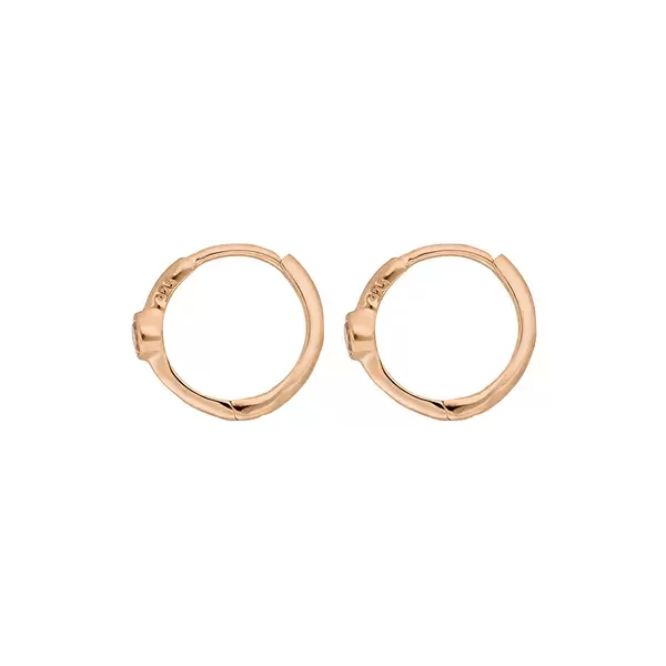 Leaf Jewelry Creole One Gem, Rosenquarz, 18 K Rosegold vergoldet Günstig kaufen
