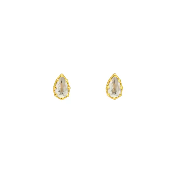 Leaf Jewelry Ohrstecker Drop, Prehnit, 18 K Gelbgold vergoldet Großer Ausverkauf