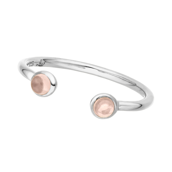 Leaf Jewelry Silber Open Ring, Rosenquarz Preisnachlass