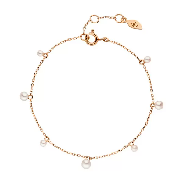 Leaf Jewelry Armkette Rain Drop, 18 K Roségold vergoldet, Perle Saisonschlussverkauf