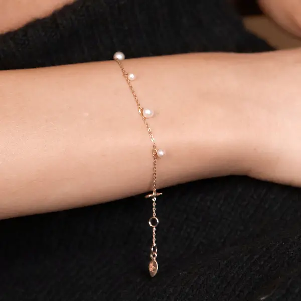 Leaf Jewelry Armkette Rain Drop, 18 K Roségold vergoldet, Perle Saisonschlussverkauf