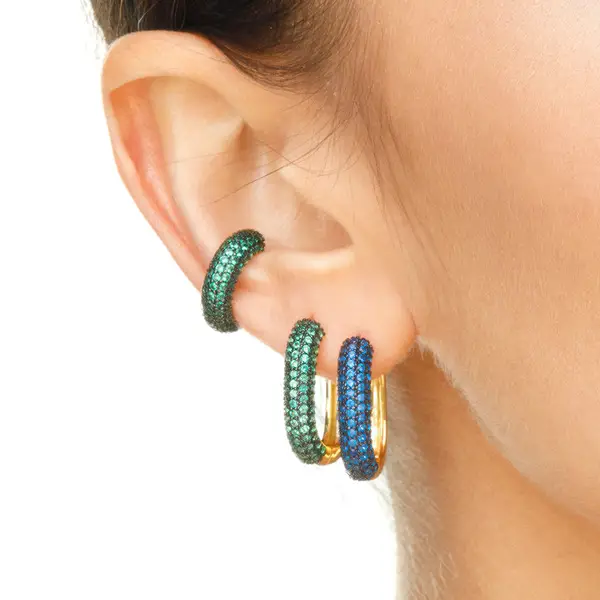 Leaf Jewelry Silber Creole, PAVE Blau, Gelbgold Muttertagsangebot