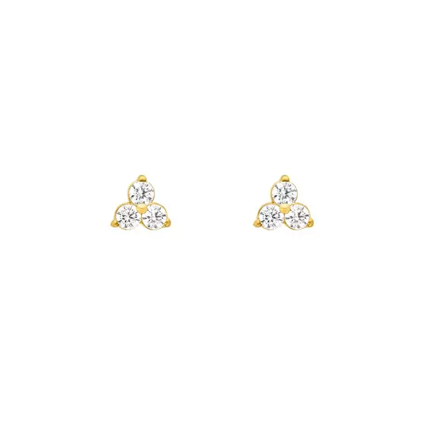 Leaf Jewelry Ohrstecker Triple Zirkonia, 18 K Gelbgold vergoldet Vatertagsangebot
