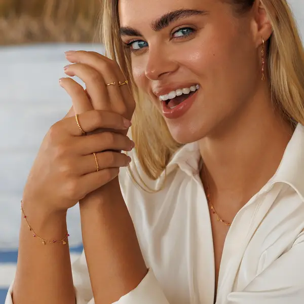 Leaf Jewelry Ohrhänger Amazonit, 18 K Gelbgold vergoldet Kauf eins, bekomm eins gratis