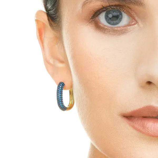 Leaf Jewelry Silber Creole, PAVE Blau, Gelbgold Riesige Ersparnisse