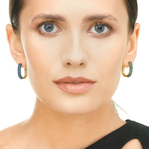 Leaf Jewelry Silber Creole, PAVE Blau, Gelbgold Riesige Ersparnisse