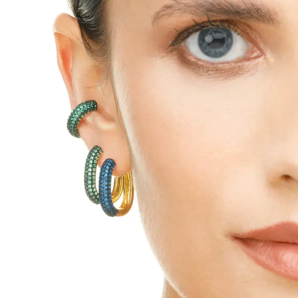 Leaf Jewelry Silber Creole, PAVE Blau, Gelbgold Riesige Ersparnisse
