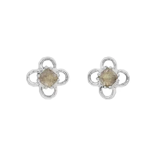 Leaf Jewelry Ohrstecker Clover Gem, Labradorit, 925 Sterlingsilber Letzte 3 Tage