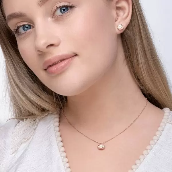 Leaf Jewelry Halskette Muschel mit Perle, 18 K Rosegold vergoldet Bis zu 50% Rabatt