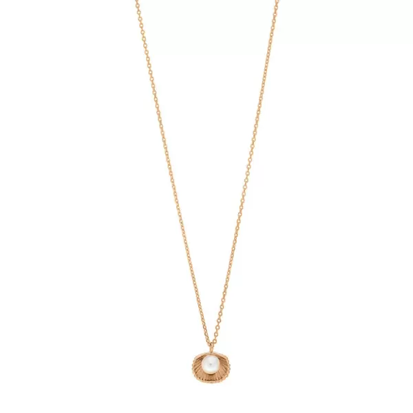Leaf Jewelry Halskette Muschel mit Perle, 18 K Rosegold vergoldet Bis zu 50% Rabatt