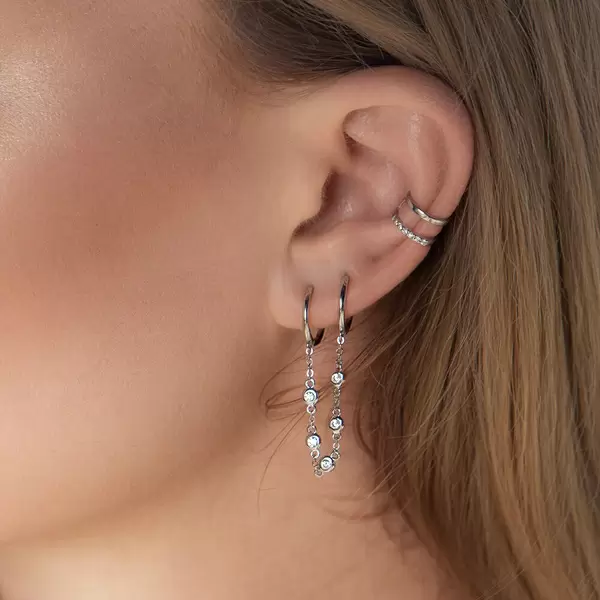Leaf Jewelry Ear Candy - Double Hoop, Zirkonia, 18 K Rosegold vergoldet Bis zu 55% Rabatt
