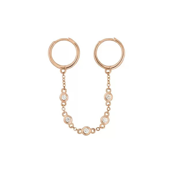 Leaf Jewelry Ear Candy - Double Hoop, Zirkonia, 18 K Rosegold vergoldet Bis zu 55% Rabatt