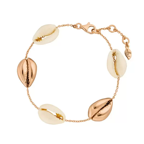 Leaf Jewelry Armkette 5 Cowrie Shells, 18 K Rosegold vergoldet Super Rabatt