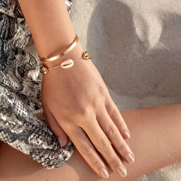Leaf Jewelry Armkette 5 Cowrie Shells, 18 K Rosegold vergoldet Super Rabatt