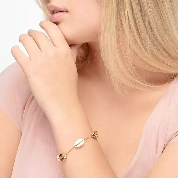 Leaf Jewelry Armkette 5 Cowrie Shells, 18 K Rosegold vergoldet Super Rabatt