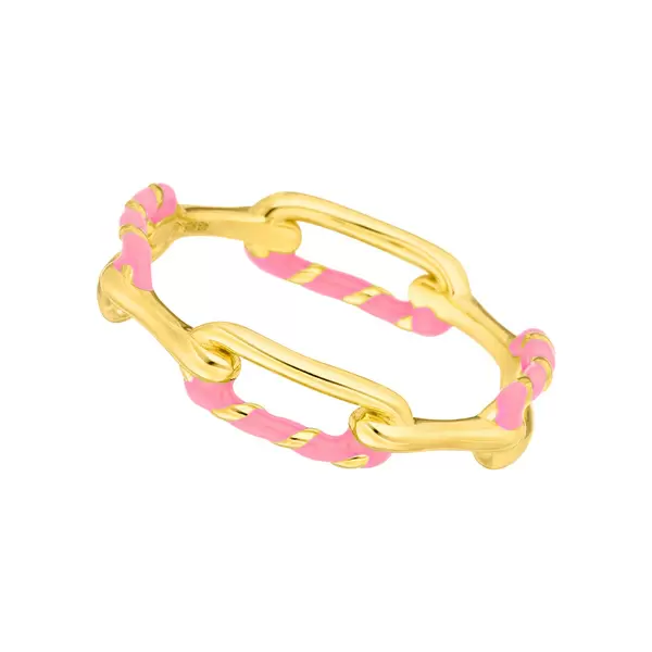 Leaf Jewelry Ring Neon Twist, 18 K Gelbgold vergoldet, pink, Gr.54 50% Rabatt für begrenzte Zeit