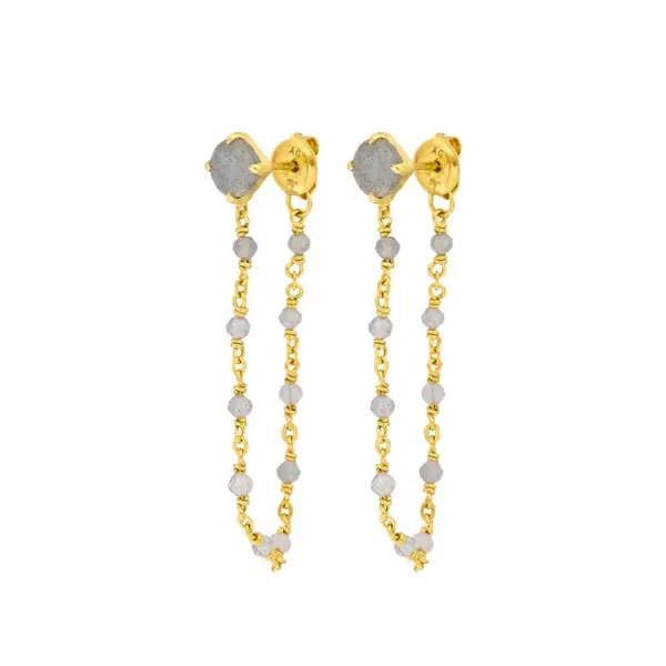 Leaf Jewelry Ohrhänger Flying Gem, Labradorit, 18 K Gelbgold vergoldet Schlussverkauf