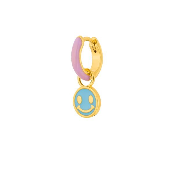Leaf Jewelry Single Creole "Happy" EMOJI, 18 K Gelbgold vergoldet Limitierter Zeitrabatt