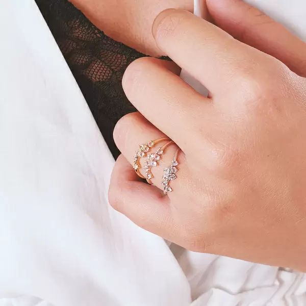 Leaf Jewelry Ring Sweet Gems II Bergkristall, 18 K Gelbgold vergoldet, Gr.56 Fabrik Onlineshop