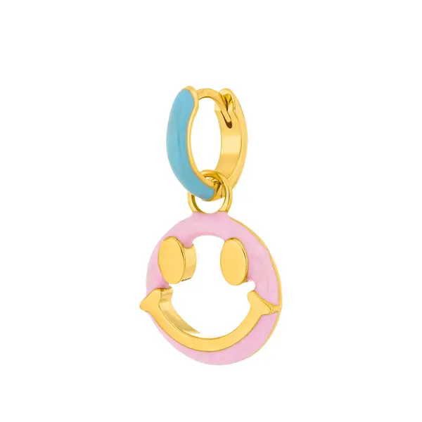 Leaf Jewelry Single Creole "Joy" EMOJI, 18 K Gelbgold vergoldet Sonderangebot