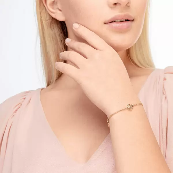 Leaf Jewelry Glücksbändchen Flower of Life, 18K Gelbgold vergoldet, Fuchisa Top Angebot