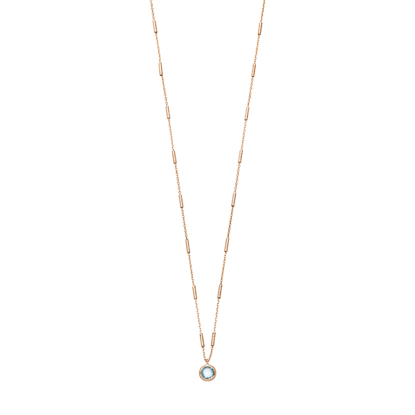 Leaf Jewelry Halskette Solitär, Blauer Topaz, 18 K Rosegold vergoldet Bestseller