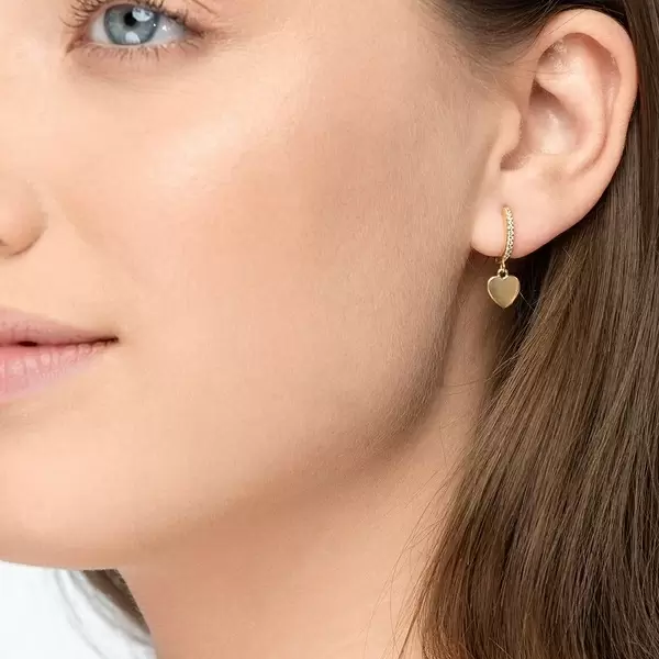 Leaf Jewelry Single Creole HEART/Zirkonia, 18 K Gelbgold vergoldet Wochenangebot