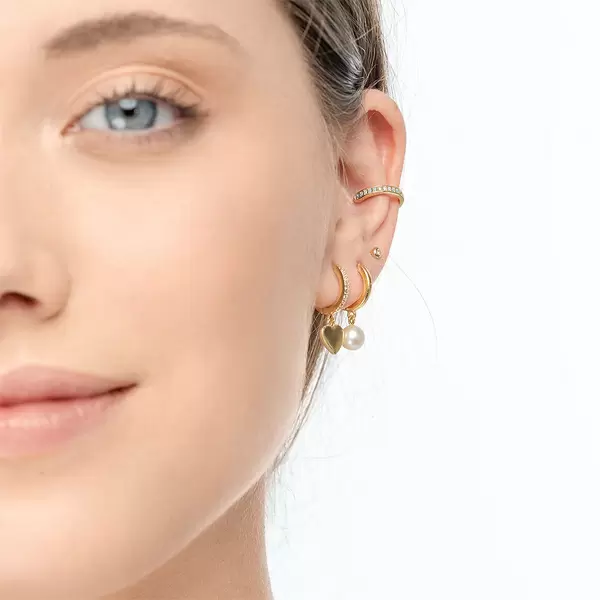 Leaf Jewelry Single Creole HEART/Zirkonia, 18 K Gelbgold vergoldet Wochenangebot
