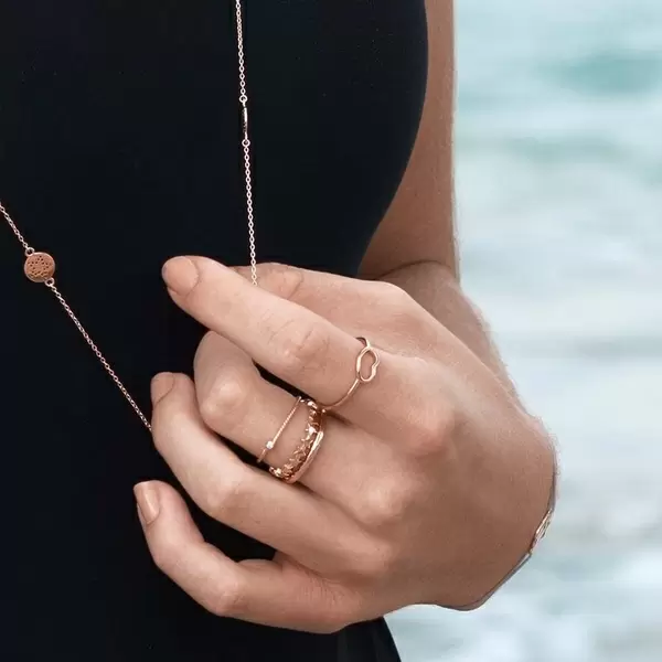 Leaf Jewelry Basic Ring, 18 K Rosegold vergoldet, Größe 46 Super Rabatt