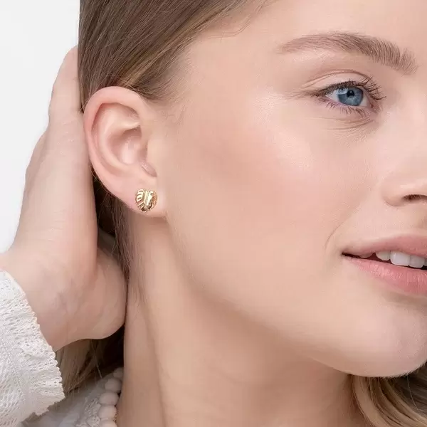 Leaf Jewelry Ohrstecker Monstera Leaf, 18 K Gelbgold vergoldet Im Verkauf