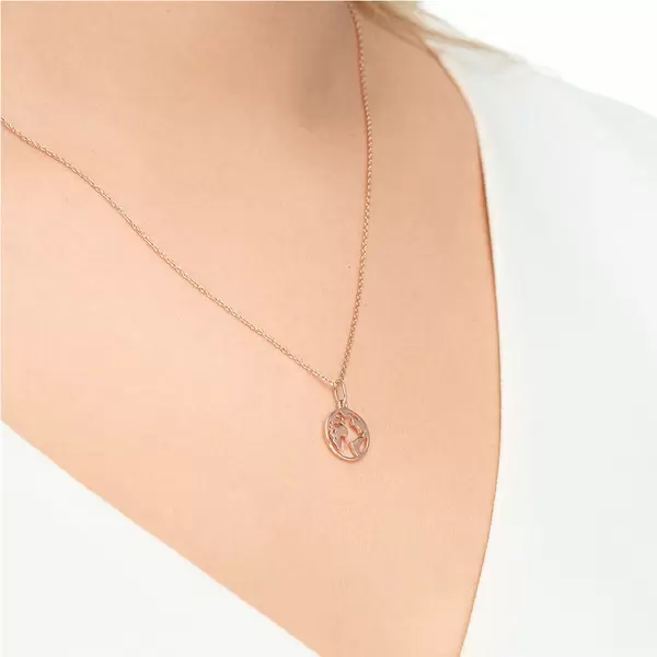 Leaf Jewelry Halskette Weltkugel, 18 K Rosegold vergoldet Günstiger Verkauf