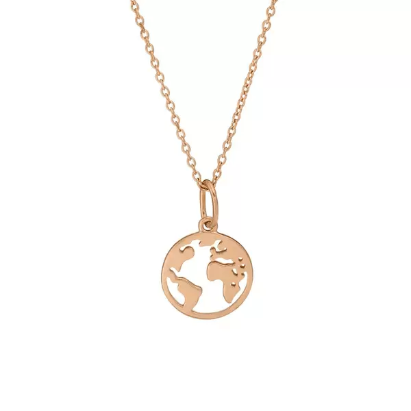 Leaf Jewelry Halskette Weltkugel, 18 K Rosegold vergoldet Günstiger Verkauf