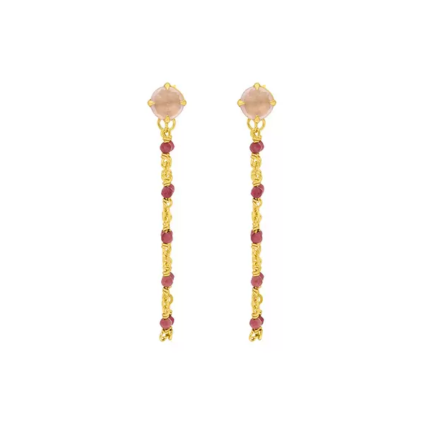 Leaf Jewelry Ohrhänger Flying Gems, Rosenquarz, 18 K Gelbgold vergoldet Fabrikverkauf