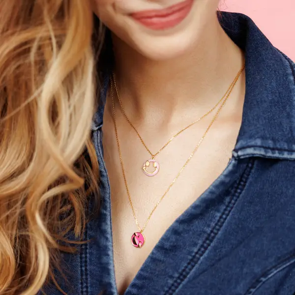 Leaf Jewelry Halskette "Happy" EMOJI, 18 K Gelbgold vergoldet Blitzverkäufe