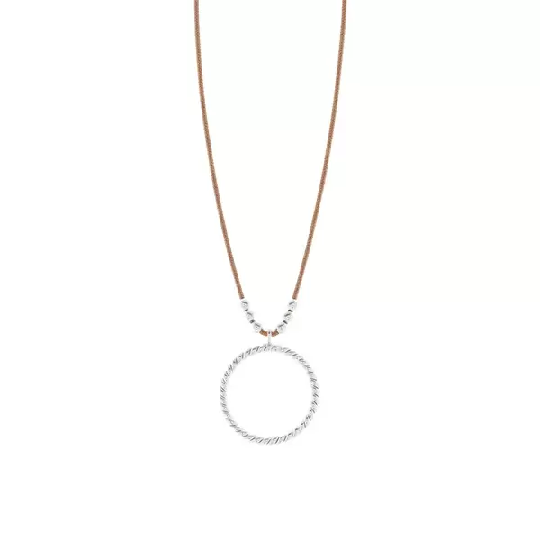 Leaf Jewelry Glückshalskettchen Circle, 925 Sterlingsilber, Beige Sonderangebot